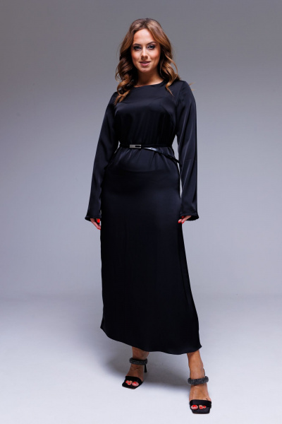 Платье нарядное макси из дабл шёлка AURA otd 3229 черный - фото 7