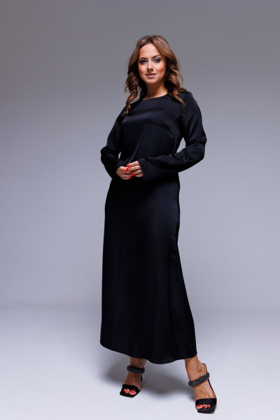 Платье нарядное макси из дабл шёлка AURA otd 3229 черный - фото 5