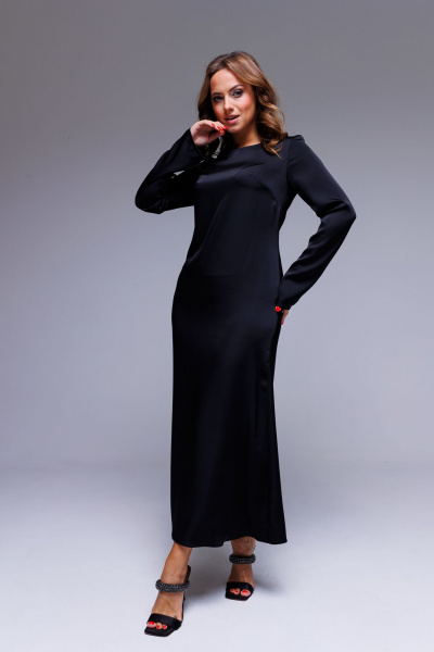 Платье нарядное макси из дабл шёлка AURA otd 3229 черный - фото 4