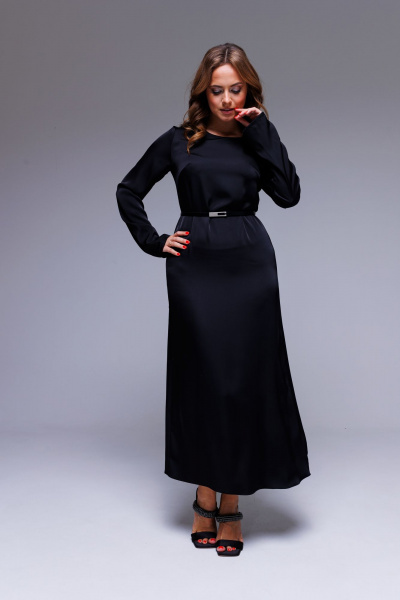 Платье нарядное макси из дабл шёлка AURA otd 3229 черный - фото 3