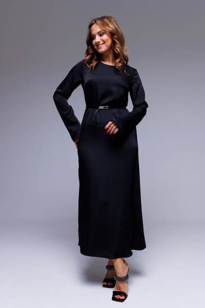 Платье нарядное макси из дабл шёлка AURA otd 3229 черный - фото 2