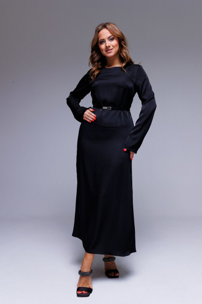 Платье нарядное макси из дабл шёлка AURA otd 3229 черный - фото 1