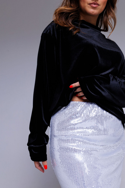 Юбка мини в пайетки серебро для праздничных образов AURA otd 5047 серебро - фото 5