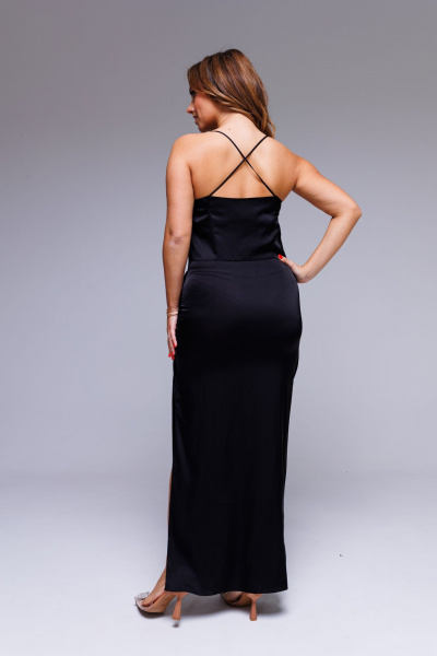 Макси платье-комбинация из атласа для праздничных мероприятий AURA otd 3233 черный - фото 5