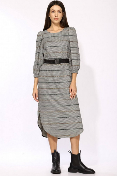 Деловое свободное платье из текстиля с карманами и разрезом Faufilure C1201 - фото 3