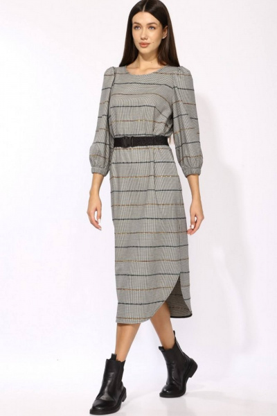 Деловое свободное платье из текстиля с карманами и разрезом Faufilure C1201 - фото 2