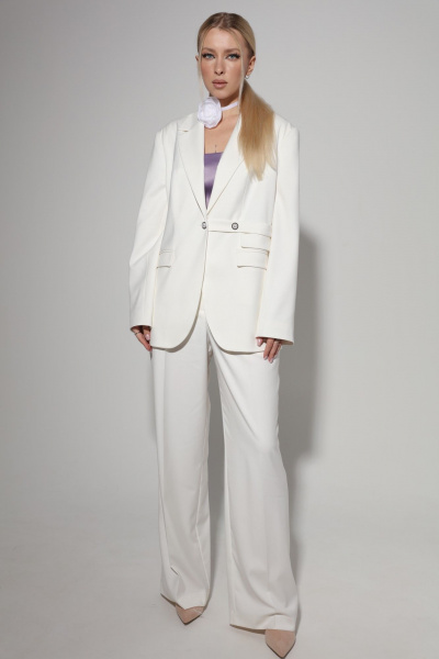 Костюм 2-ка из текстиля с расширенным жакетом и брюками LM.Wear БК4020 - фото 6