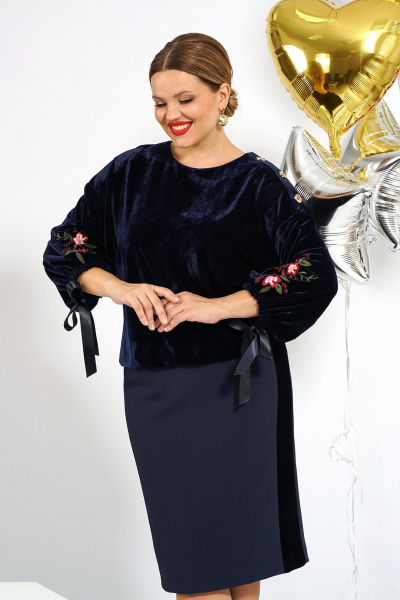 Блуза, юбка Alani Collection 2045 синий - фото 8