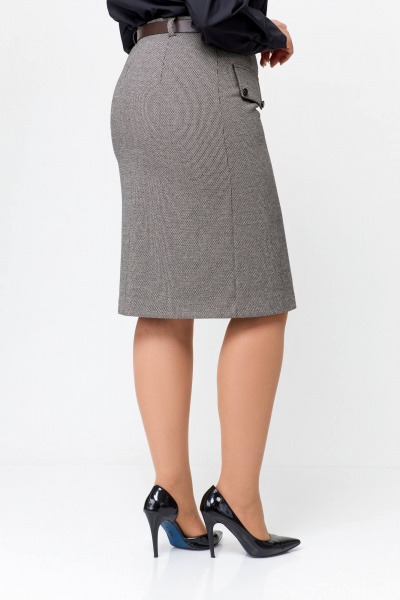 Стильная юбка из мягкого трикотажа с вытачками и поясом на ремень Swallow 703 - фото 5