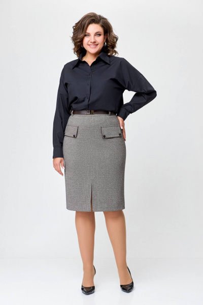 Стильная юбка из мягкого трикотажа с вытачками и поясом на ремень Swallow 703 - фото 1