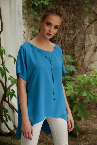 Свободная летняя туника с фигурным низом и коротким рукавом MAX 1-058 - фото 1