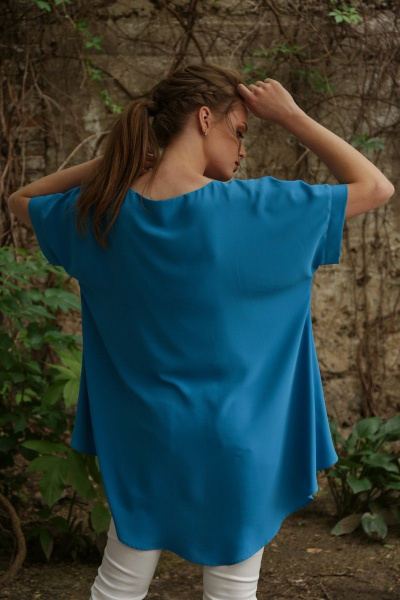 Свободная летняя туника с фигурным низом и коротким рукавом MAX 1-058 - фото 4