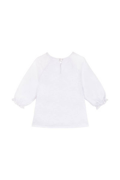 Джемпер для девочки вязаный с оборками и пуговицей Bell Bimbo 200002 белый - фото 2