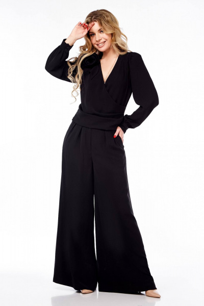 Блуза, брюки Ольга Стиль Л-214 черный - фото 1