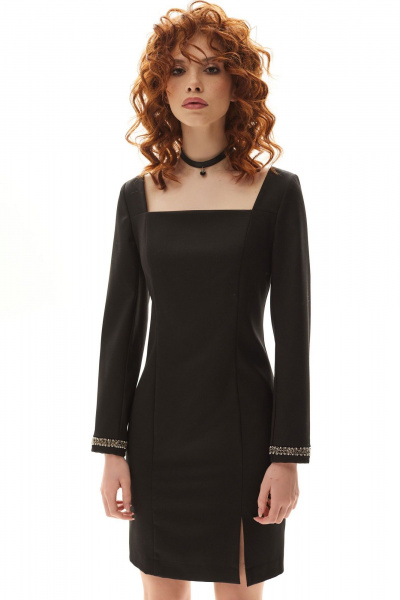 Повседневное подчеркивающее фигуру платье на потайной молнии Golden Valley 4955 черный - фото 3