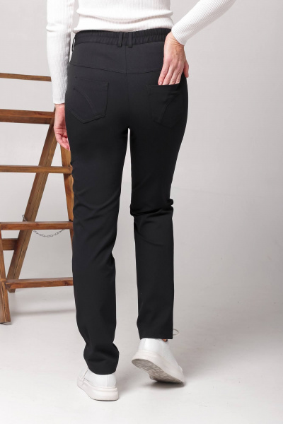 Черные деловые брюки из эластичной ткани с имитацией карманов Соджи 515 - фото 4