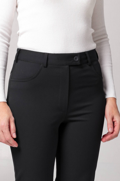 Черные деловые брюки из эластичной ткани с имитацией карманов Соджи 515 - фото 3