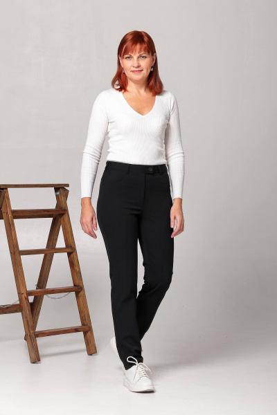 Черные деловые брюки из эластичной ткани с имитацией карманов Соджи 515 - фото 1