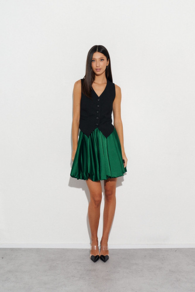 Юбка свободного кроя из изумрудного полотна 47 см ANNETE A417 - фото 3