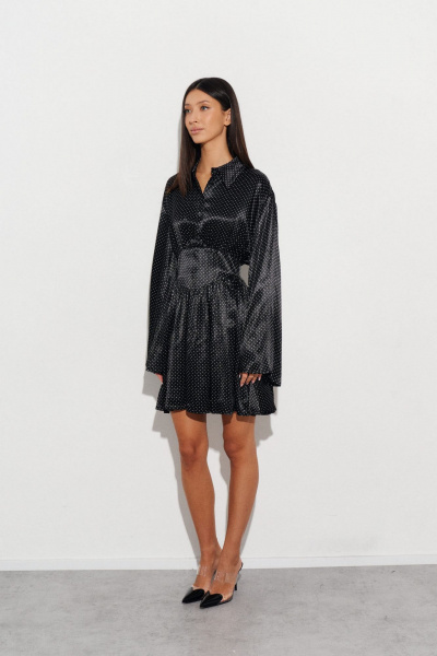 Платье с принтом горох в стиле нарядный из вискозы ANNETE A3428 - фото 1