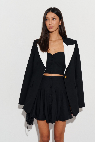 Черная юбка полуприлегающего кроя с застежкой на пуговички ANNETE A477 - фото 7