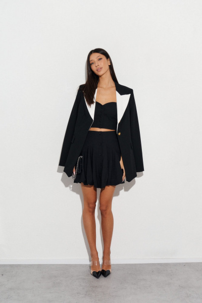 Черная юбка полуприлегающего кроя с застежкой на пуговички ANNETE A477 - фото 4