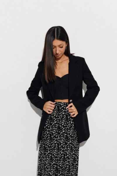 Черная юбка с контрастным принтом и подкладкой ANNETE A463 - фото 5