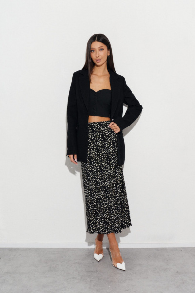 Черная юбка с контрастным принтом и подкладкой ANNETE A463 - фото 2