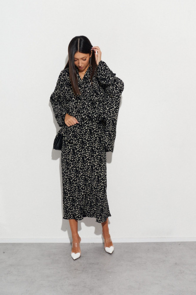 Черная юбка с контрастным принтом и подкладкой ANNETE A463 - фото 1