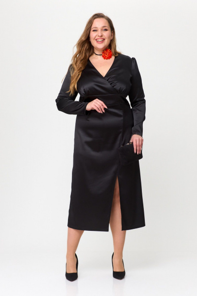 Нарядное платье с запахом, разрезом и длинным рукавом STEFANY 874 - фото 2