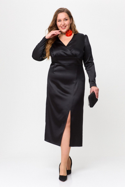 Нарядное платье с запахом, разрезом и длинным рукавом STEFANY 874 - фото 1