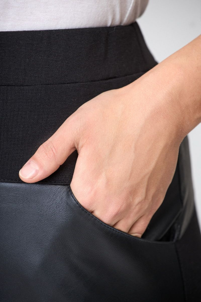 Черная юбка из трикотажа и эко-кожи длиной DaLi 4507.1 чёрная - фото 4