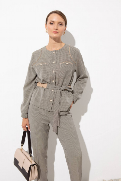 Блуза-жакет без подкладки из текстиля с карманами и поясом Femme & Devur 71017 1.32F(170) - фото 1