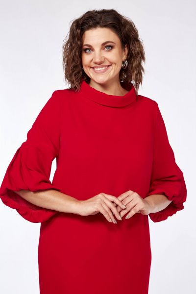 Платье с застежкой-молнией, красное, в стиле нарядный Vilena 933 красный - фото 6