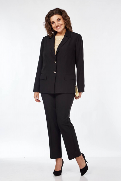 Костюм женский 2-х предметный жакет и брюки классика Vilena 917 черный - фото 1