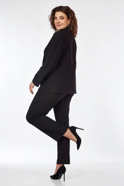 Костюм женский 2-х предметный жакет и брюки классика Vilena 917 черный - фото 9