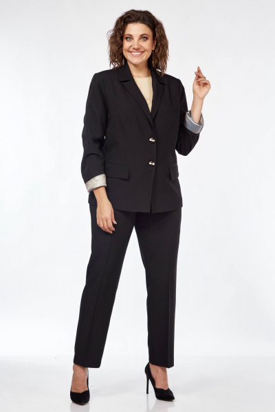 Костюм женский 2-х предметный жакет и брюки классика Vilena 917 черный - фото 6