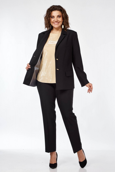 Костюм женский 2-х предметный жакет и брюки классика Vilena 917 черный - фото 5