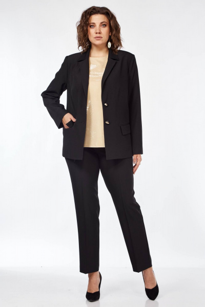 Костюм женский 2-х предметный жакет и брюки классика Vilena 917 черный - фото 4