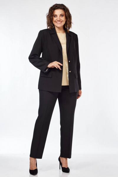 Костюм женский 2-х предметный жакет и брюки классика Vilena 917 черный - фото 3