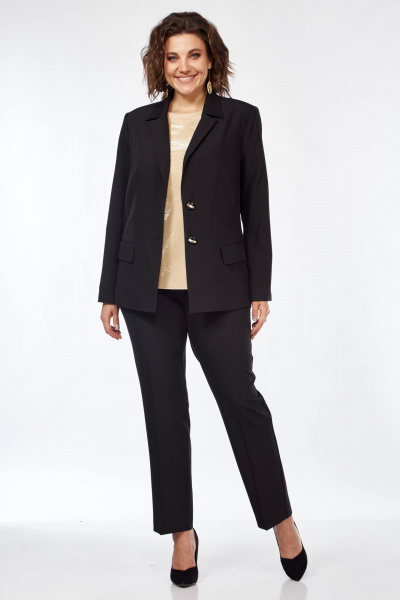 Костюм женский 2-х предметный жакет и брюки классика Vilena 917 черный - фото 2