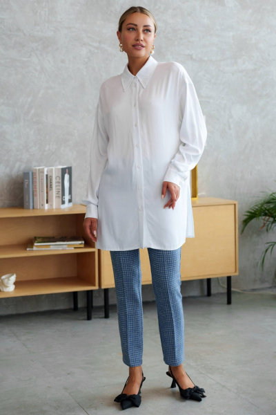 Белая рубашка свободного кроя из вискозы Ivera 5102 белый - фото 1