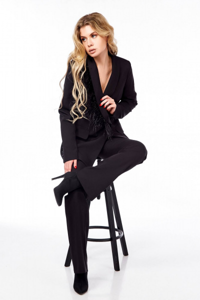 Брюки, жакет Ольга Стиль Л-215 черный - фото 4