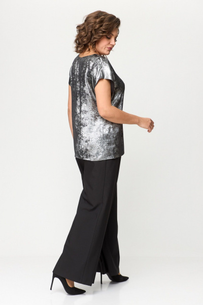 Блуза, брюки, кардиган ANASTASIA MAK 1149 чёрный+серебро - фото 10