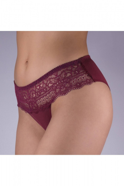 Трусы с отделкой из кружева из эластичного трикотажного хлопка Verally 1040-3 бургундское вино - фото 3
