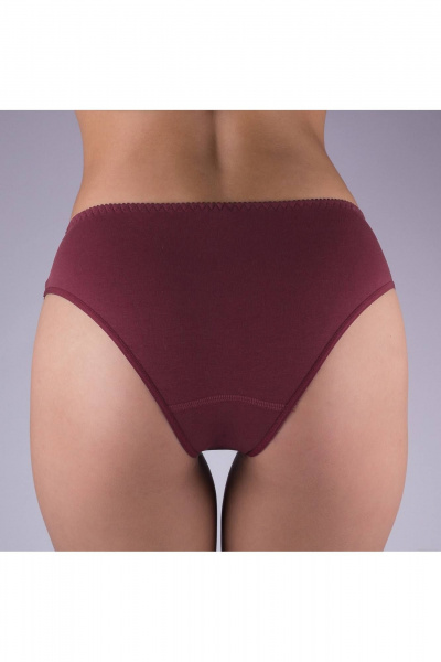 Трусы с отделкой из кружева из эластичного трикотажного хлопка Verally 1040-3 бургундское вино - фото 2