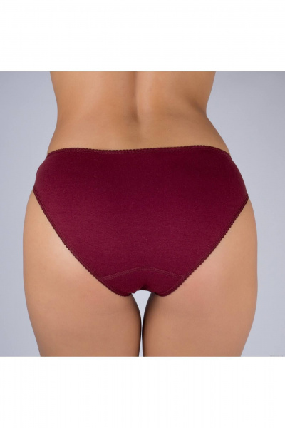 Трусы из эластичного трикотажного хлопкового полотна с кружевной отделкой Verally 1064-2 бургунд - фото 2
