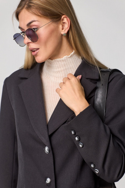 Жакет свободного кроя с однобортной застежкой и шлицей THE NAME 2261 графит - фото 4