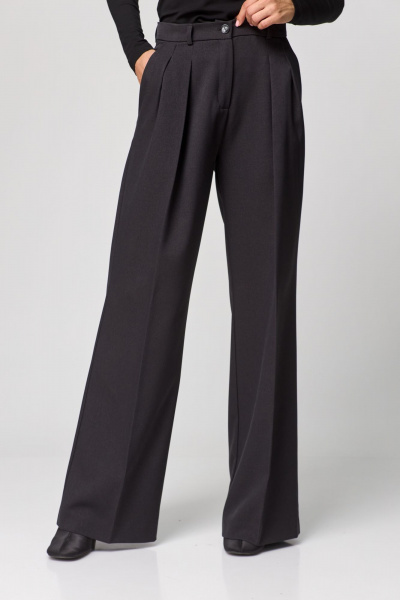 Брюки палаццо из премиальной ткани с защипами и высокой посадкой THE NAME 2263 графит - фото 5