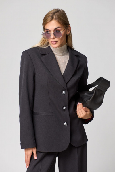 Классический комплект из жакета и брюк с защипами THE NAME 2264 графит - фото 3